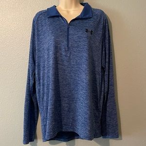 Under Armour‎ Mens Long Sleeve 1/4 Zip Pullover Shirt Blue Athletic Top